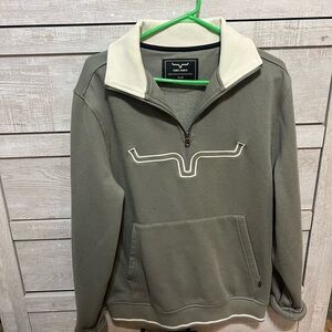 Kimes Ranch Green and Cream Zip Up Sweater